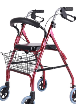 Rollator 4 ruedas aluminio con frenos y asiento